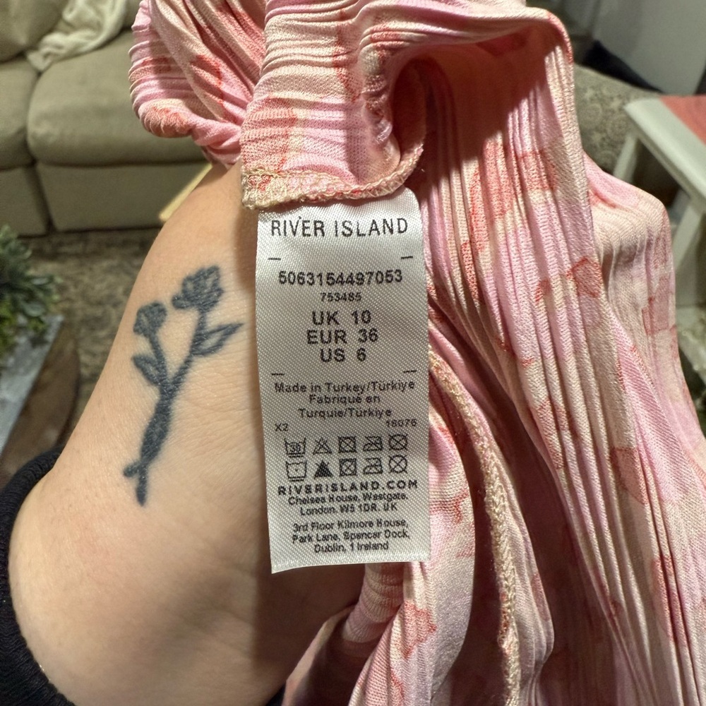 River Island Pink leopard print one shoulder dress size 6 - Picture 8 of 10